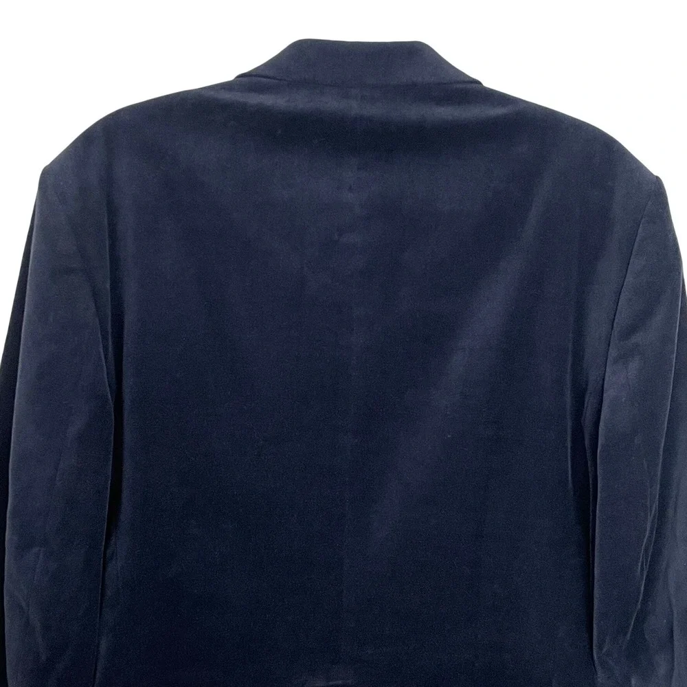 Express‎ Slim 40L Navy Velvet Tuxedo Blazer Satin Lapel Plaid Lining